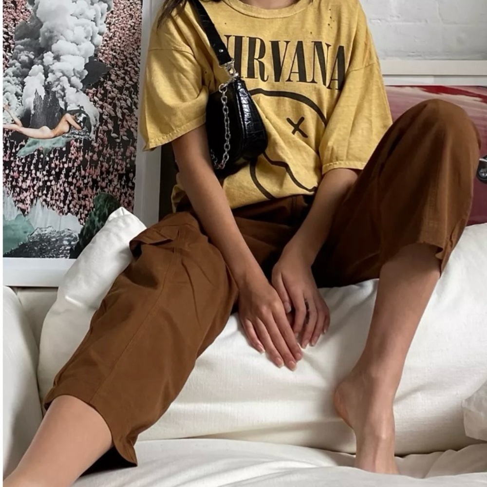 Urban Outfitters • 10 • Kinley Linen High Waisted Cargo Utility Pant Brown